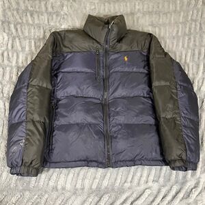 Polo Ralph Lauren RL/250 Mens Down Puffer Jacket Navy Black Large Pony  Flaws